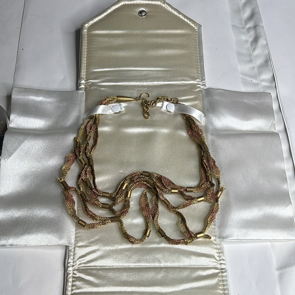 Sarah Cavender Metalworks Sculptured Handmade Mesh Knit Brass Necklace - Picture 4 of 6